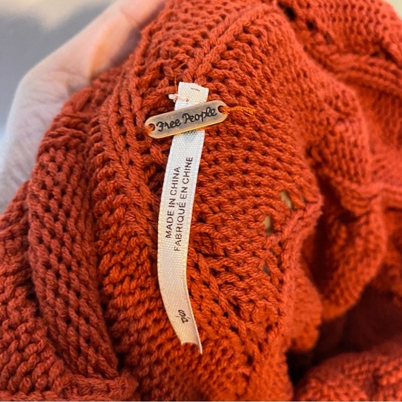 Free People Sz S Cable Knit Orange Turtleneck Sweater Dress - Picture 5 of 6